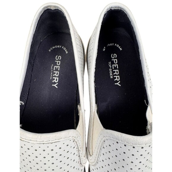 Sperry Top-Sider Sneakers Loafers Womans 9M White Leather Memory Foam Perforated - Picture 4 of 12